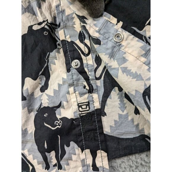 Rock & Roll Shirt XL Modern Fit Dale Brisby Bull Print Snap Southwestern - Picture 12 of 13